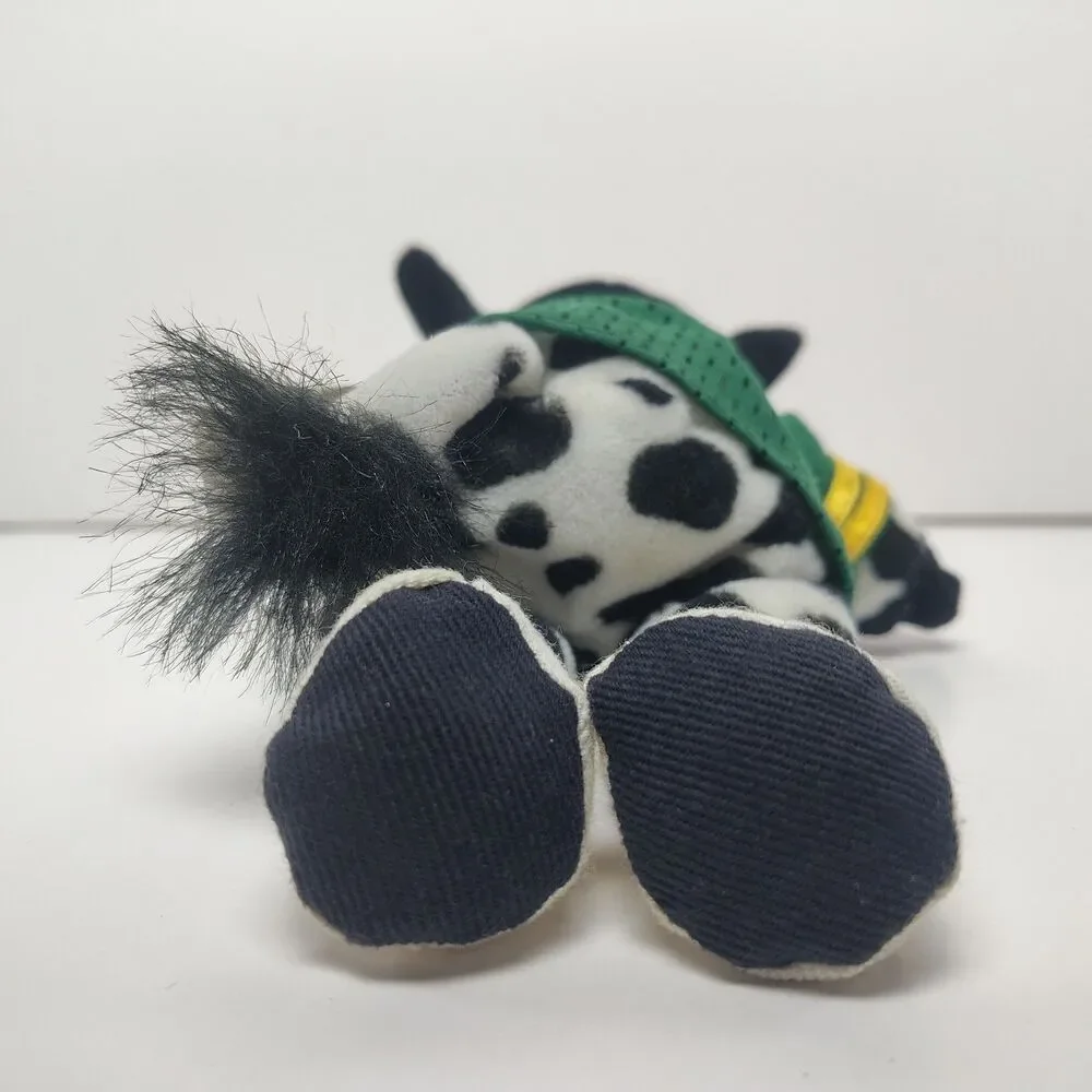 Vintage 1997 Green Bay Packers Cow Plush Stuffed Animal White Hair Jersey Mascot